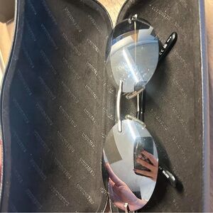 Balenciaga Silver and Black Sunglasses